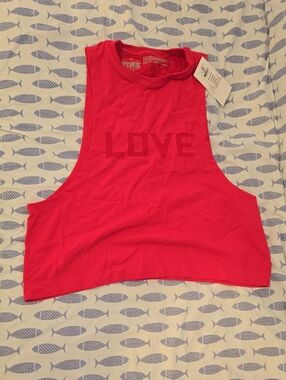 PINK Victoria's Secret Red 'LOVE' Cropped Tank Top